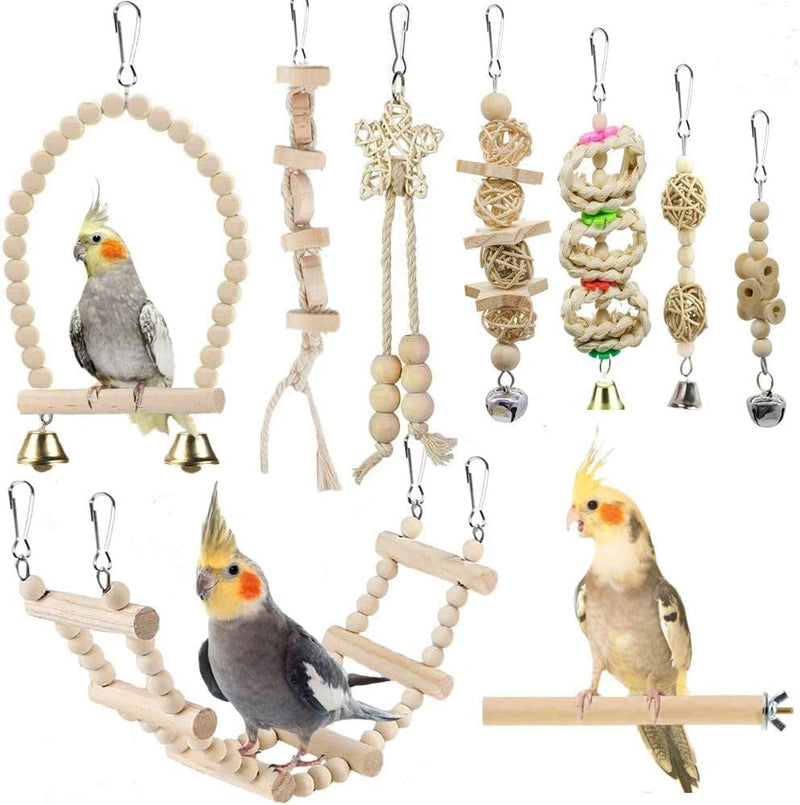 Bird Parrot Swing Toys, Chewing Standing Hanging Perch Hammock Climbing Ladder Bird Cage Toys for Budgerigar, Parakeet, Conure, Cockatiel, Mynah, Love Birds, Finches and Other Small to Medium Birds Animals & Pet Supplies > Pet Supplies > Bird Supplies > Bird Cages & Stands iSbaby   