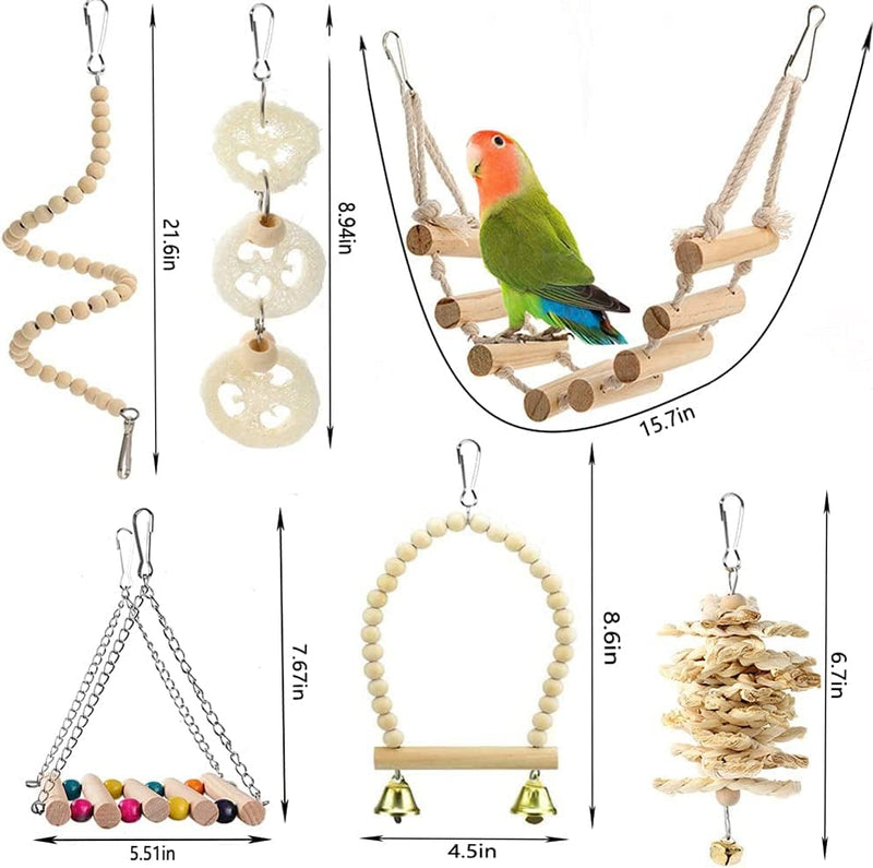 Bird Parrot Toys Swing Hanging,18 Pieces Bird Cage Accessories Toy Perch Ladder Chewing Toys Hammock for Parakeets,Cockatiels,Lovebirds,Conures,Budgie,Macaws,Lovebirds,Finches and Other Small Pets Animals & Pet Supplies > Pet Supplies > Bird Supplies > Bird Cages & Stands iBoBoy BBjinronjy   