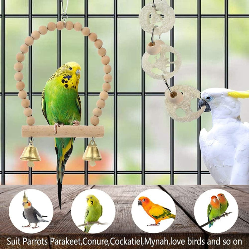 Bird Parrot Toys Swing Hanging,18 Pieces Bird Cage Accessories Toy Perch Ladder Chewing Toys Hammock for Parakeets,Cockatiels,Lovebirds,Conures,Budgie,Macaws,Lovebirds,Finches and Other Small Pets Animals & Pet Supplies > Pet Supplies > Bird Supplies > Bird Cages & Stands iBoBoy BBjinronjy   
