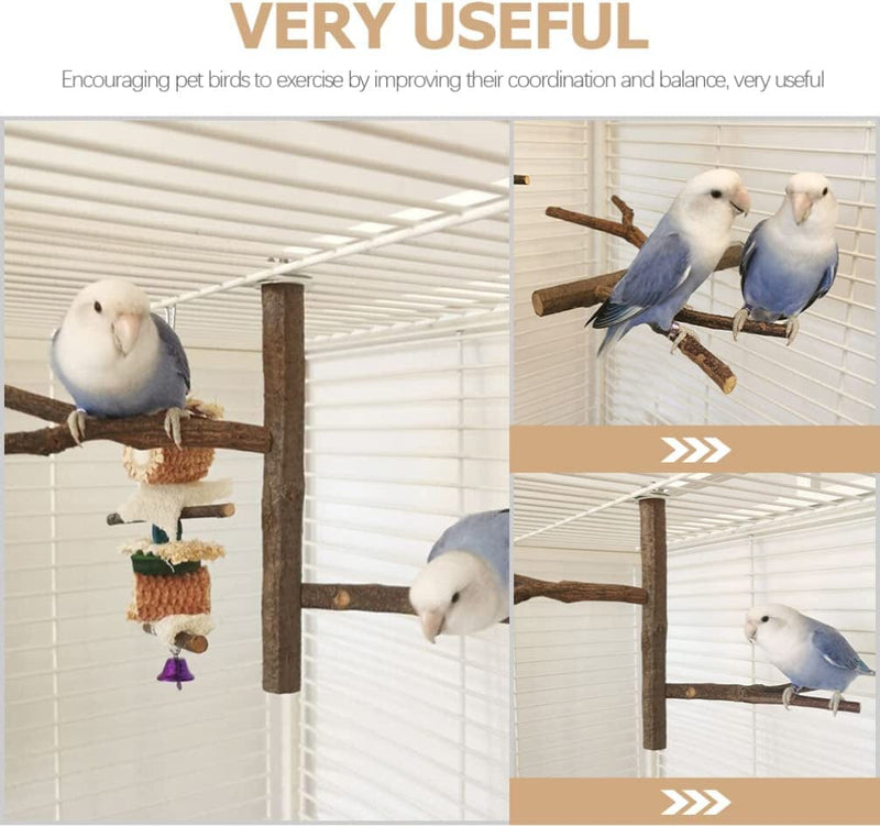 Bird Perch Stand Toy Natural Wood Parrot Perch Bird Cage Branch Perch Accessories for Parakeets Conures Macaws Finches Love Birds Animals & Pet Supplies > Pet Supplies > Bird Supplies > Bird Cages & Stands PATKAW   