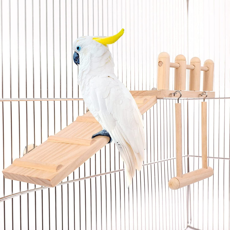 Bird Perches Cage Toys Bird Wooden Play Gyms Stands with Climbing Ladder, Parrot Play Stand and Bird Swing Conure for Green Cheeks, Baby Lovebird, Chinchilla, Hamster, Bird Cage Chewing Toys Sets