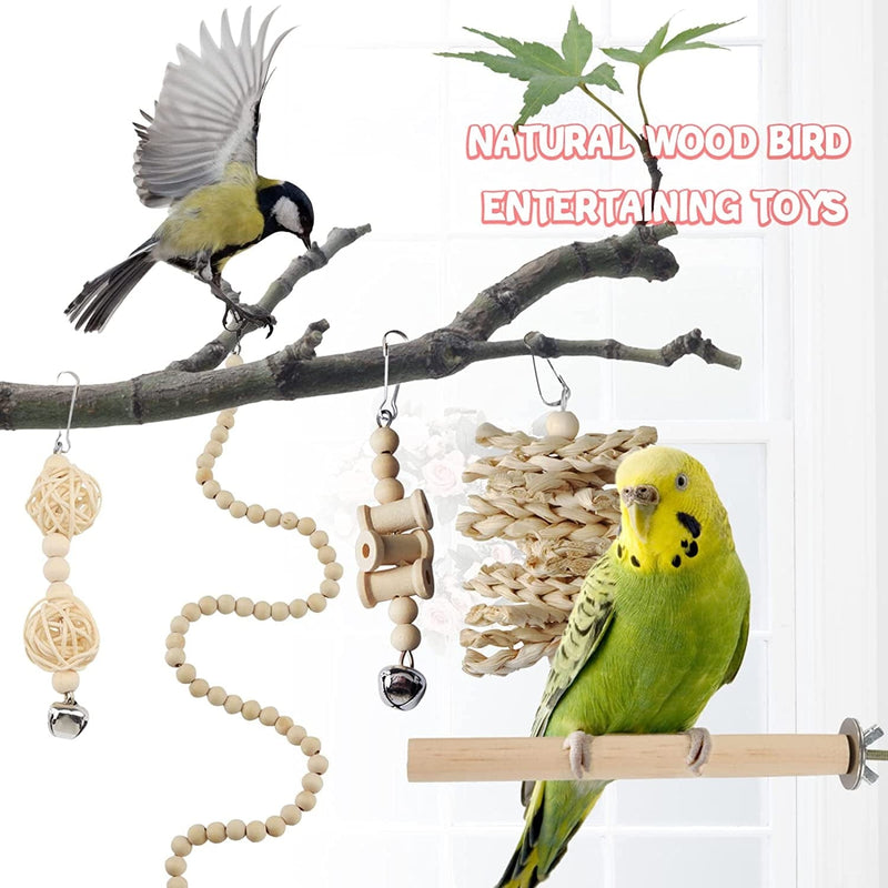 Bird Toys Parakeet Cage Accessories, Pietypet 13Pcs Bird Parakeet Toys, Swing Hanging Standing Chewing Toy, Bird Toys for Parakeets, Cockatiel, Parrot