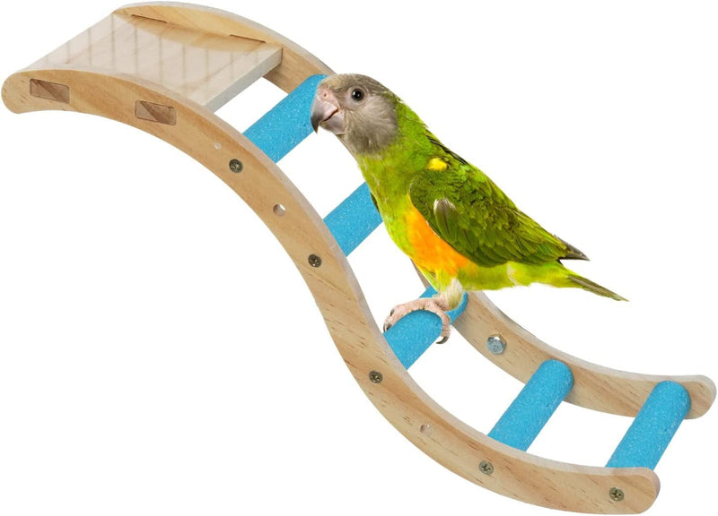 Bird Wooden Ladder Toy, Pet Parrots Climbing Bridge, Bird Chewing Toy, Wood Bird Perch Stand Bird Hanging Swing Cage Accessories, Play Platform for Budgerigar Parakeets Cockatiels Conures Finch Animals & Pet Supplies > Pet Supplies > Bird Supplies > Bird Cages & Stands LeLePet Blue  