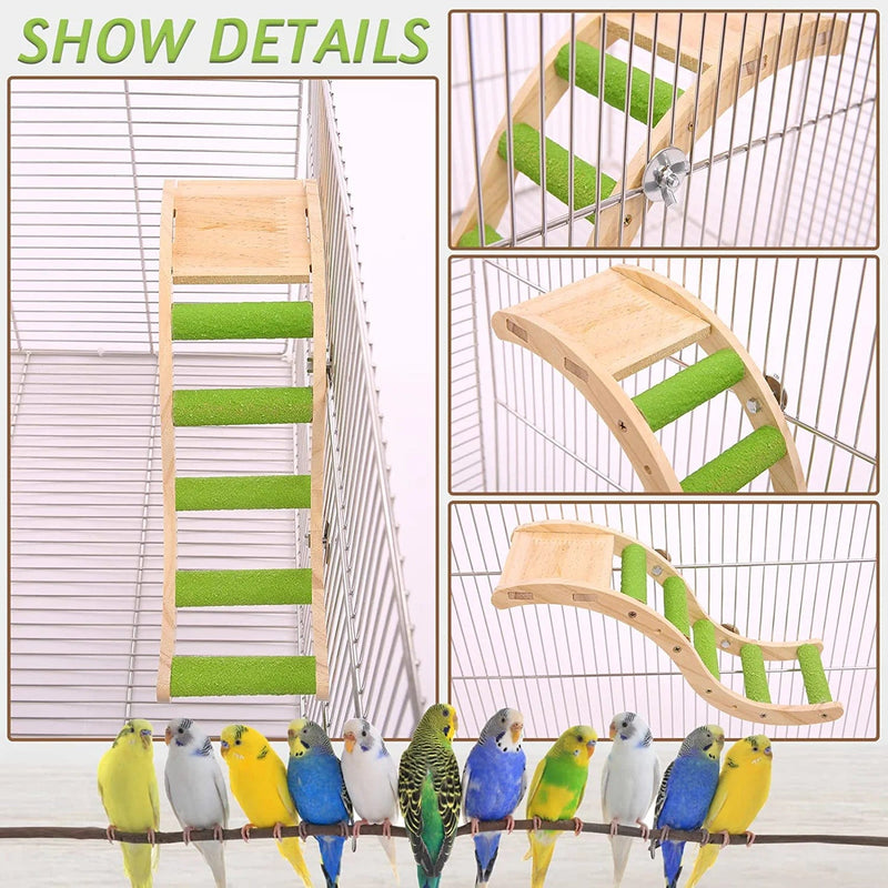 Bird Wooden Ladder Toy, Pet Parrots Climbing Bridge, Bird Chewing Toy, Wood Bird Perch Stand Bird Hanging Swing Cage Accessories, Play Platform for Budgerigar Parakeets Cockatiels Conures Finch Animals & Pet Supplies > Pet Supplies > Bird Supplies > Bird Cages & Stands LeLePet   