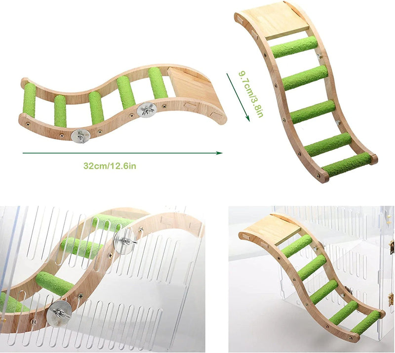Bird Wooden Ladder Toy, Pet Parrots Climbing Bridge, Bird Chewing Toy, Wood Bird Perch Stand Bird Hanging Swing Cage Accessories, Play Platform for Budgerigar Parakeets Cockatiels Conures Finch Animals & Pet Supplies > Pet Supplies > Bird Supplies > Bird Cages & Stands LeLePet   