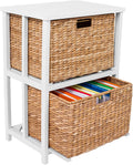BIRDROCK HOME Seagrass 2 Tier File Cubby Cabinet - Vertical Storage Furniture - Office Décor - Home Decorative Box Filing - Natural Wood - Delivered Fully Assembled - Hanging Letter and Legal Home & Garden > Household Supplies > Storage & Organization BIRDROCK HOME Natural  