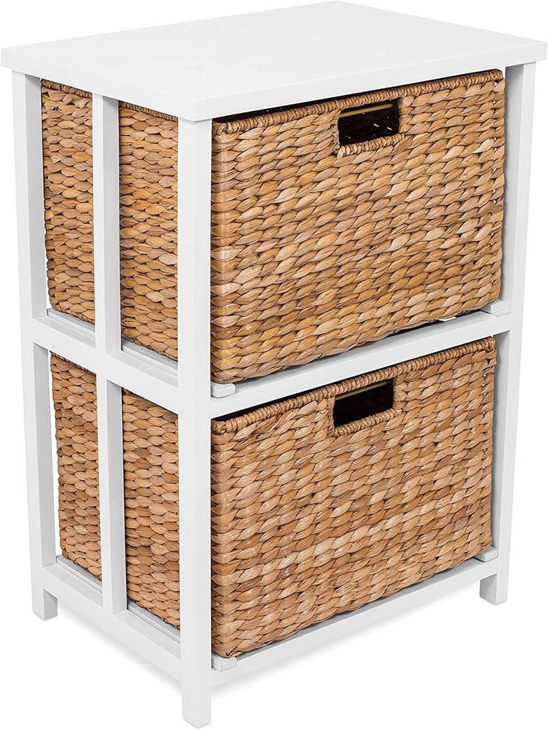 BIRDROCK HOME Seagrass 2 Tier File Cubby Cabinet - Vertical Storage Furniture - Office Décor - Home Decorative Box Filing - Natural Wood - Delivered Fully Assembled - Hanging Letter and Legal Home & Garden > Household Supplies > Storage & Organization BIRDROCK HOME   