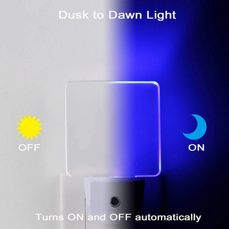 Blue Led Night Light Plug In, 4 Pack Dusk to Dawn Blue Night Light, Auto on Off, 0.5W Suitable for Bathroom, Hallway, Nursery, Bedroom, Stairs, Kitchen, Adults, Kids, Halloween, Christmas Decor