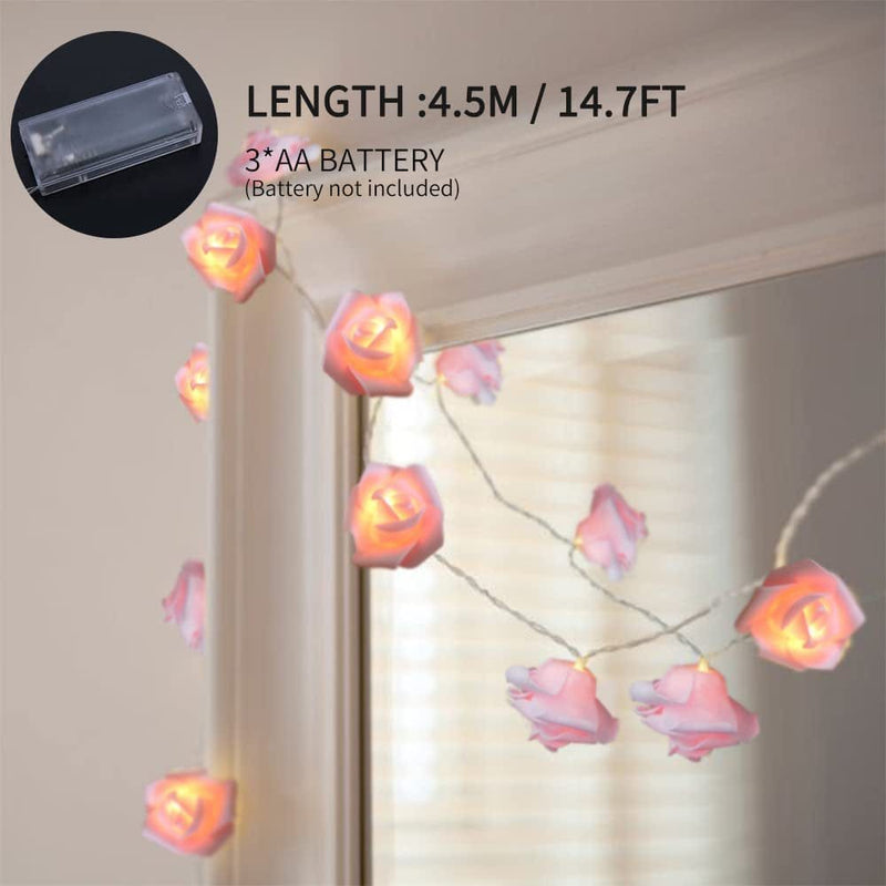 "Blue LED Rose Flower String Lights, 14.7 Ft Flower Fairy String Light 30 LED Garland Lights for Romantic Mother'S Day Decoration Holiday Party Wedding, Valentine'S, Birthday, Christmas"