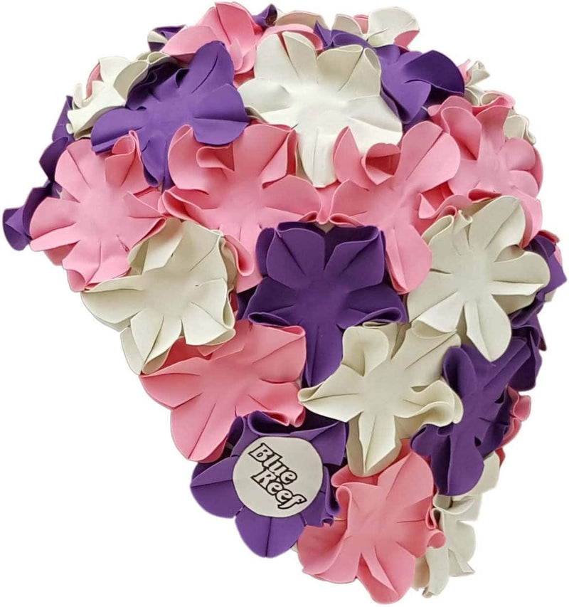 Blue Reef Isla Floral Ladies Classic Retro 3D Flower Petal 3 Colour Stylish Vintage Swimming Hat Swim Cap One Size Adults White/Pastel Pink/Purple Sporting Goods > Outdoor Recreation > Boating & Water Sports > Swimming > Swim Caps Blue Reef   