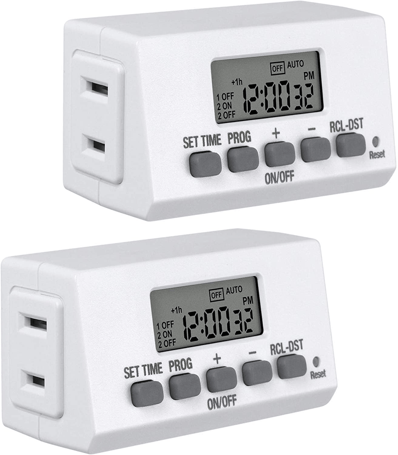 BN-LINK Digital Timer Outlet 24-Hour Programmable Digital Outlet Timer 2 Pack 2 On/Off Programs 2-Prong Mini Indoor Easy Set Stackable Plug-in for Lights Lamps Fans Accurate 8A/1000W 1/3HP Home & Garden > Lighting Accessories > Lighting Timers BN-LINK Default Title  