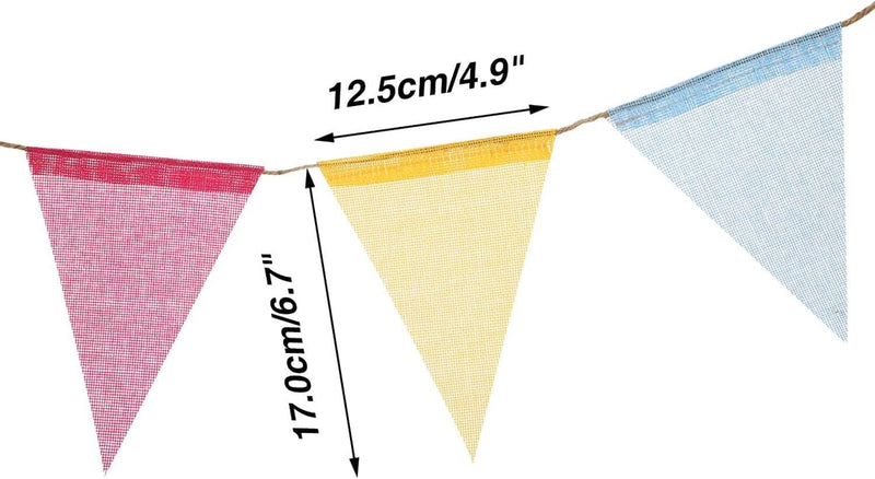 Boao 48 Pieces Colorful Pennant Flags Banner Imitated Burlap Bunting Banner Pastel Decor Fabric Triangle Flag for Party Decoration (4.9 X 6.7 Inch)