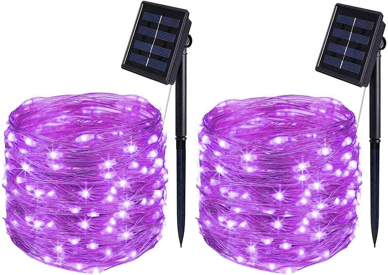 BOLWEO Upgrade Warm White Solar String Lights Outdoor 200 Oversize Lamp Solar Fairy Lights 66Ft LED Starburst Waterproof for Garden Patio Backyard Tree Halloween Diwali Christmas Decorations Home & Garden > Lighting > Lamps BOLWEO Purple 120 LED 