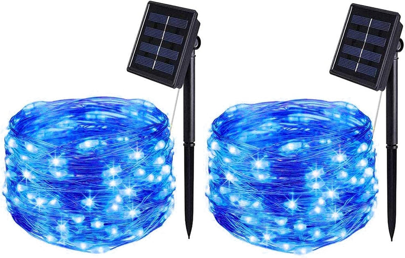 BOLWEO Upgrade Warm White Solar String Lights Outdoor 200 Oversize Lamp Solar Fairy Lights 66Ft LED Starburst Waterproof for Garden Patio Backyard Tree Halloween Diwali Christmas Decorations Home & Garden > Lighting > Lamps BOLWEO Blue 50 LED 
