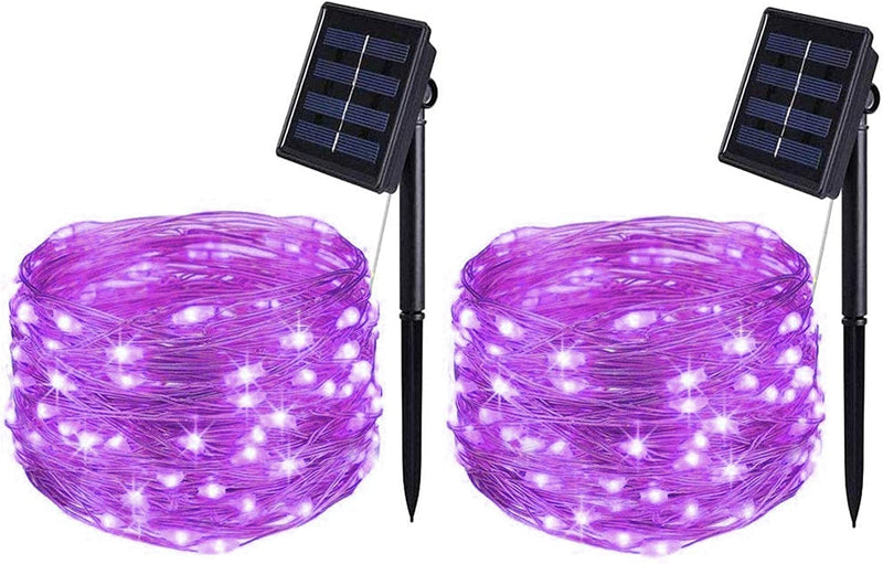 BOLWEO Upgrade Warm White Solar String Lights Outdoor 200 Oversize Lamp Solar Fairy Lights 66Ft LED Starburst Waterproof for Garden Patio Backyard Tree Halloween Diwali Christmas Decorations Home & Garden > Lighting > Lamps BOLWEO Purple 50 LED 