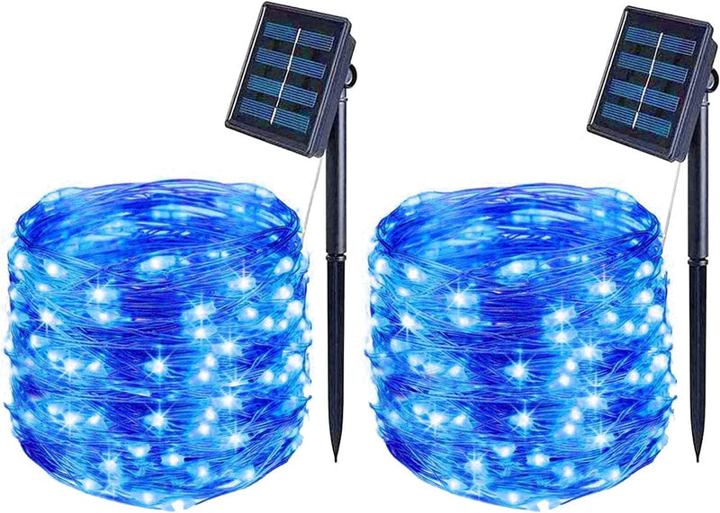 BOLWEO Upgrade Warm White Solar String Lights Outdoor 200 Oversize Lamp Solar Fairy Lights 66Ft LED Starburst Waterproof for Garden Patio Backyard Tree Halloween Diwali Christmas Decorations Home & Garden > Lighting > Lamps BOLWEO Blue 120 LED 