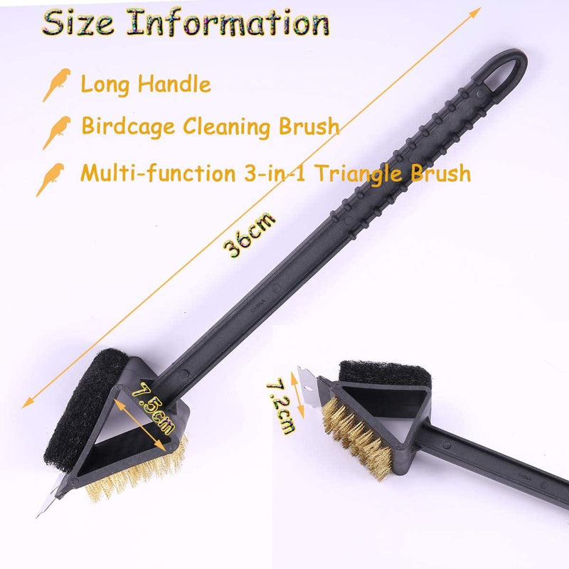 Bonaweite Stainless Steel Triangle Bird Cleaning Brush, Multi-Function Three-In-One Long Handle Brush, Pet Supply Cage Accessory for Parrot Birds … Animals & Pet Supplies > Pet Supplies > Bird Supplies > Bird Cages & Stands Bonaweite   
