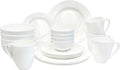 Bone China Dinnerware, 16PC Set, Service for 4, Double Gold Rim, White, Microwave Safe, Elegant Giftware, Dish Set, Essential Home, Everyday Living, Display, Decoration, Kitchen Dishes, Dinner Set Home & Garden > Kitchen & Dining > Tableware > Dinnerware QOUTIQUE White 20PC 