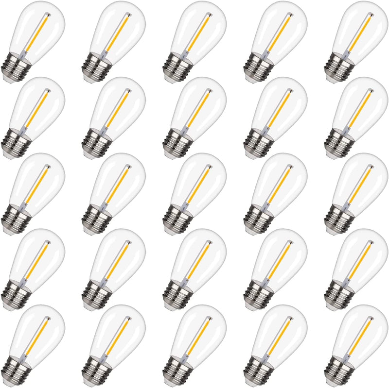 BORT LED S14 Replacement Light Bulbs, Shatterproof Outdoor String Light Bulbs, 1 Watt to Replace 11Watts Incandescent Bulb, E26 Regular Medium Screw Base, 2200K Warm White, Non-Dimmable (25 Pack) Home & Garden > Lighting > Light Ropes & Strings BESTU CO., LTD 25 Pack  