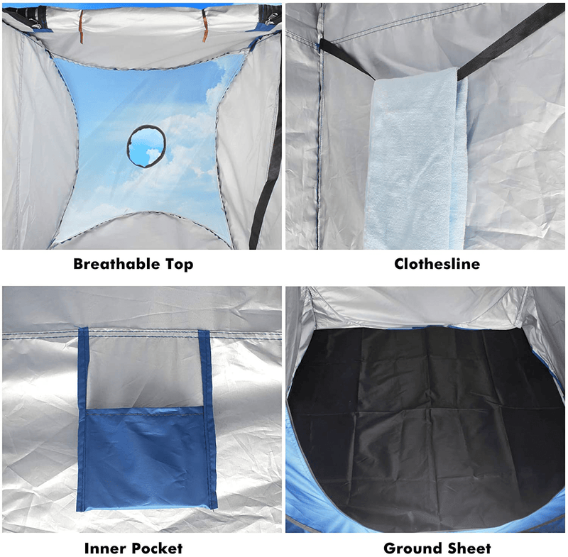 BOTINDO Pop up Privacy Shower Tent, 6.3FT Portable Changing Dressing Toilet Room,Outdoor Sun Camp Rain Shelter for Camping Biking Beac with Carry Bag