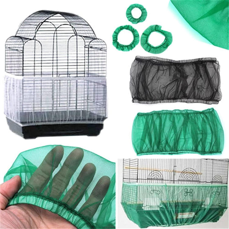 Botreelife Airy Gauze Bird Cage Mesh Net Cover Seed Catcher Universal Dust-Proof Birdcage Accessories,Black (M)