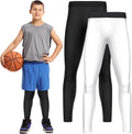 Boys' Compression Leggings 2 Pack Athletic Tights Basketball Compression Pants Boys Sport Leggings Sporting Goods > Outdoor Recreation > Winter Sports & Activities KOL DEALS Black, White X-Small 