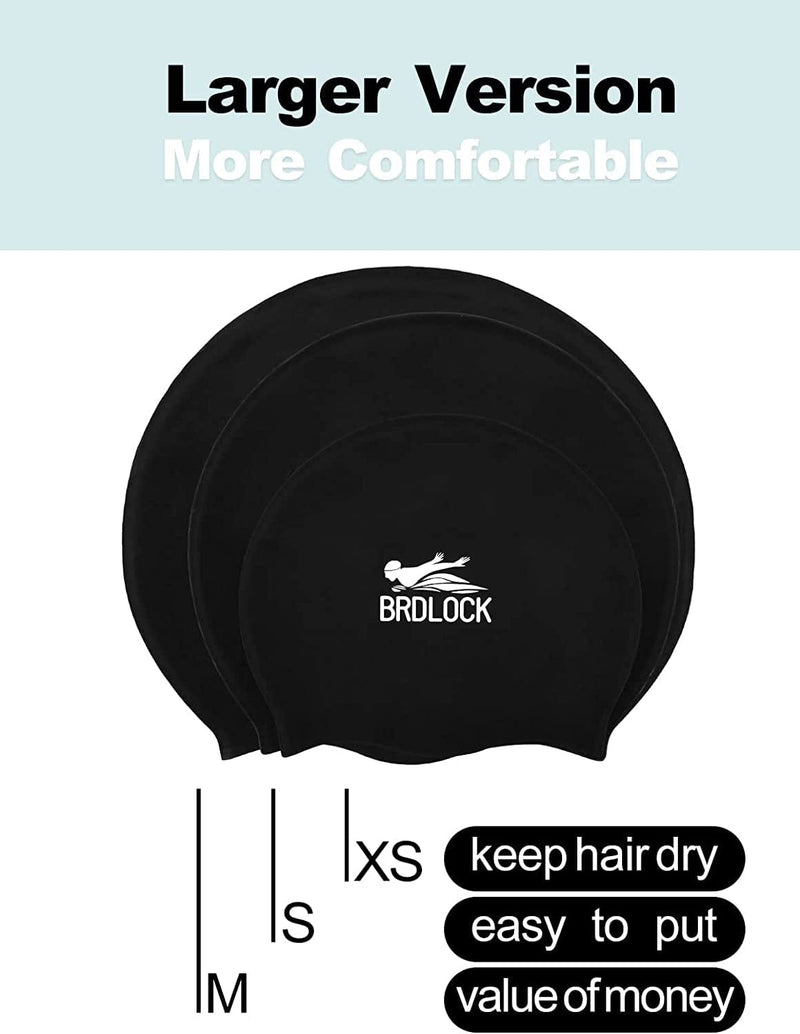 BRDLOCK Swim Cap Kids Extra Large Swim Cap for Braids and Dreadlocks Waterproof Silicone Swimming Caps for Girls Boys Children Youth Teen Large Swim Hat for Long Hair Thick Curly Hair Weavs Afro Hair Sporting Goods > Outdoor Recreation > Boating & Water Sports > Swimming > Swim Caps BRDLOCK   