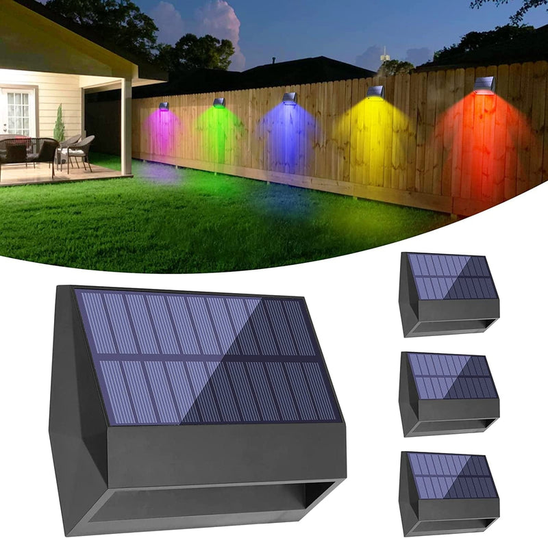 Bridika Solar Fence Lights LED Solar Wall Lights Outdoor IP65 Waterproof 2 Lighting Modes for Backyard Garden Garage and Pathway (Warm and Cool Light, 8 Packs)