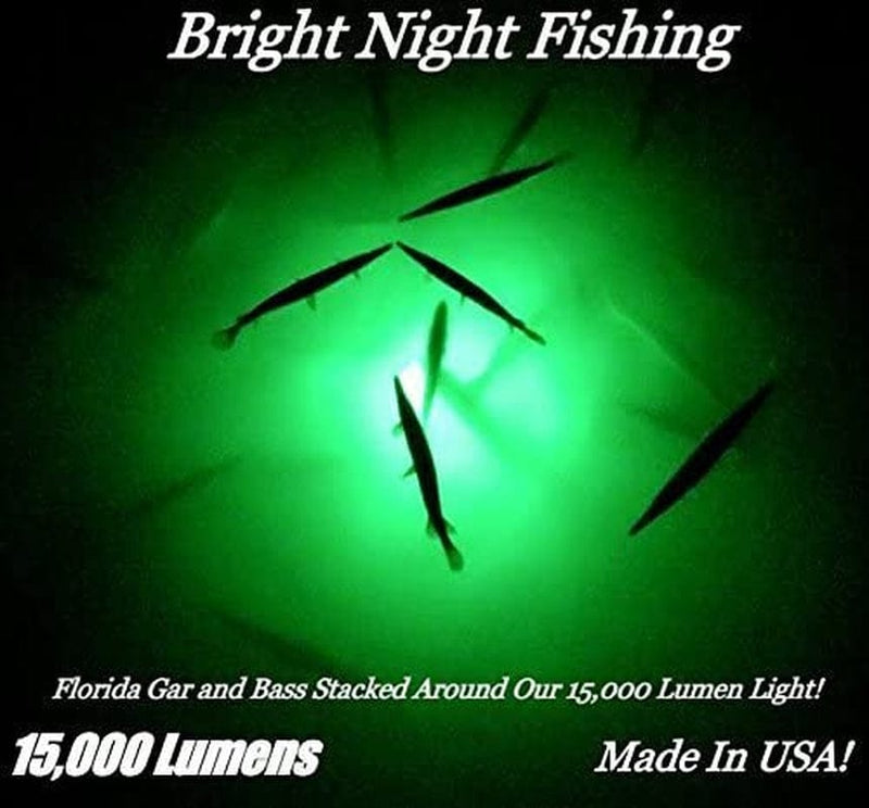 Bright Night Fishing Underwater Fishing Light Battery Clamps 25Ft Cord Green LED 15,000 Lumens 300 LED Submersible Fish Attractor Boat and Dock Lights Salt Water Fresh Water 12V DC Crappie BR:15000 Home & Garden > Pool & Spa > Pool & Spa Accessories Bright Night Fishing   