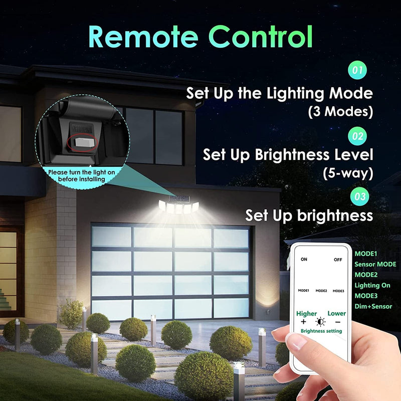 Bright Solar Lights Outdoor Waterproof Flood Dusk to Dawn Spot Lamp Powered Security Lighting Motion Sensor Detection for Yard outside House Patio Backyard Clip Porch Battery Power 300 LED 5 Head Home & Garden > Lighting > Lamps GeoMade   