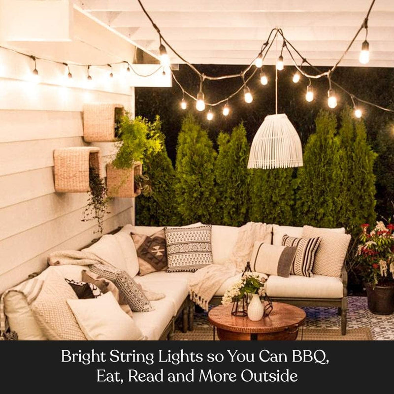 Brightech Ambience Pro LED String Lights - 24 Ft Commercial Grade Patio Lights Outdoor Waterproof - Heavy Duty Porch String Lights for Outside, Backyard - 2W Vintage Edison Bulbs, Soft White