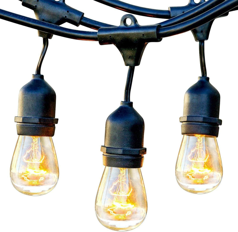 Brightech Ambience Pro Outdoor String Lights - Commercial Grade Waterproof Patio Lights with 48 Ft Dimmable Incandescent Edison Bulbs - Porch String Lights for Patio, Backyard, Outdoors - 11W Home & Garden > Lighting > Light Ropes & Strings Brightech 24 Feet  
