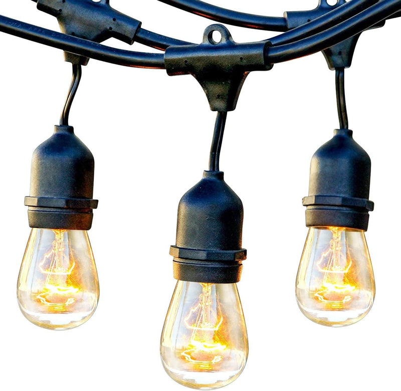 Brightech Ambience Pro Outdoor String Lights - Commercial Grade Waterproof Patio Lights with 48 Ft Dimmable Incandescent Edison Bulbs - Porch String Lights for Patio, Backyard, Outdoors - 11W