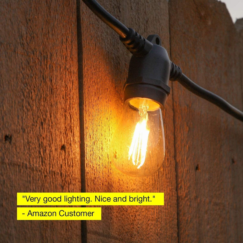 Brightech Ambience Pro - Waterproof LED Outdoor String Lights - 2W Vintage Edison Bulbs Create Bistro Ambience in Your Backyard - 48 Ft Commercial Grade Patio Lights Home & Garden > Lighting > Light Ropes & Strings Brightech   