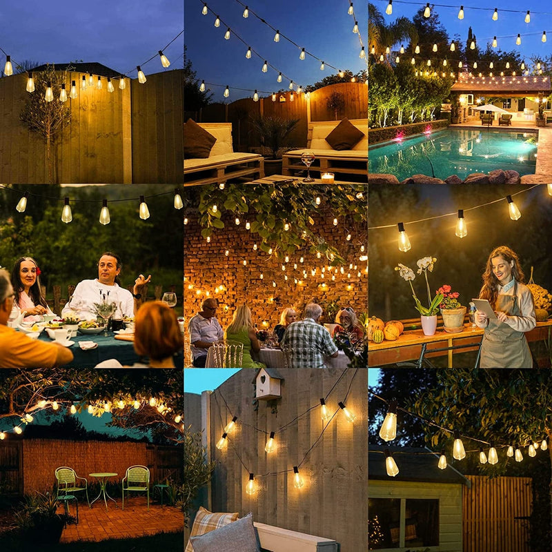 Brightever LED Outdoor String Lights 100FT Patio Lights with 52 Shatterproof ST38 Vintage Edison Bulbs, outside Hanging Lights Waterproof for Porch, Deck, Garden, Backyard, Balcony, 2700K Dimmable Home & Garden > Lighting > Light Ropes & Strings Brightever   