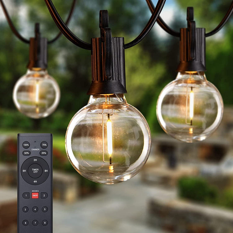 Brightown Led String Lights Outdoor 38Ft(28+10) with Remote, Patio String Lights for outside with 17 Shatterproof Bulbs(2 Spare), Waterproof Hanging Lights for Backyard Bistro Party Cafe, E12 Socket Home & Garden > Lighting > Light Ropes & Strings Brightown 38 ft  