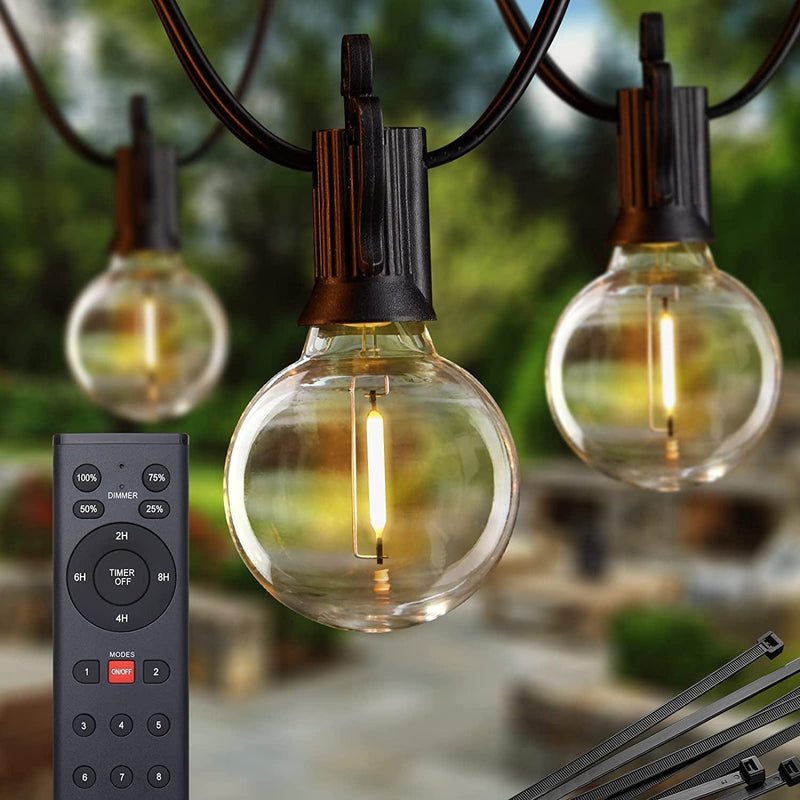 Brightown Outdoor Led String Lights with Remote108Ft(98+10) Patio Lights for outside with 52 Shatterproof Bulbs(2 Spare), Waterproof Hanging Lights for Backyard Bistro Garden Cafe, E12 Socket Home & Garden > Lighting > Light Ropes & Strings Brightown 58Ft with Remote & Hooks Zip ties  