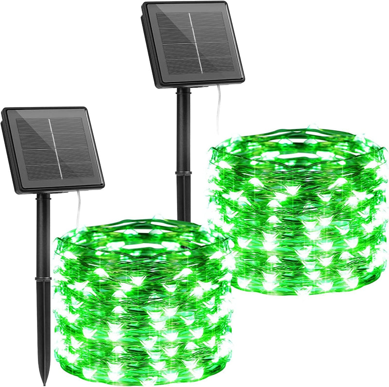 Brightown Outdoor Solar String Lights, 2 Pack 33Feet 100 Led Solar Powered Fairy Lights with 8 Modes Waterproof Decoration Copper Wire Lights for Patio Yard Trees Christmas Wedding Party (Warm White) Home & Garden > Lighting > Light Ropes & Strings Brightown Green 33FT 
