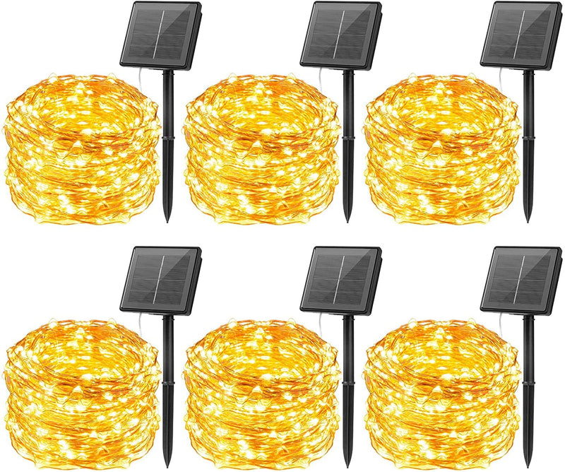 Brightown Outdoor Solar String Lights, 2 Pack 33Feet 100 Led Solar Powered Fairy Lights with 8 Modes Waterproof Decoration Copper Wire Lights for Patio Yard Trees Christmas Wedding Party (Warm White) Home & Garden > Lighting > Light Ropes & Strings Brightown Warm White 198FT 