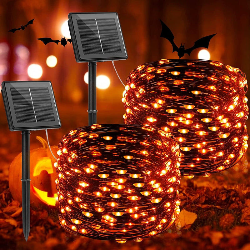 Brightown Outdoor Solar String Lights, 2 Pack 33Feet 100 Led Solar Powered Fairy Lights with 8 Modes Waterproof Decoration Copper Wire Lights for Patio Yard Trees Christmas Wedding Party (Warm White) Home & Garden > Lighting > Light Ropes & Strings Brightown Orange 72FT 