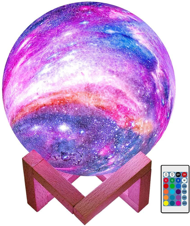BRIGHTWORLD Moon Lamp Galaxy Lamp 5.9 Inch 16 Colors LED 3D Moon Light, Remote & Touch Control Lava Lamp Moon Night Light Gifts for Girls Boys Kids Women Birthday Home & Garden > Lighting > Night Lights & Ambient Lighting BRIGHTWORLD Wooden Base  