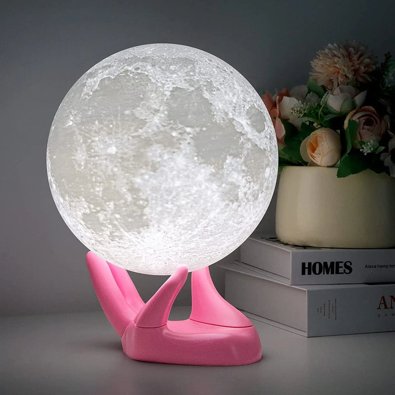 BRIGHTWORLD Moon Lamp Galaxy Lamp 5.9 Inch 16 Colors LED 3D Moon Light, Remote & Touch Control Lava Lamp Moon Night Light Gifts for Girls Boys Kids Women Birthday Home & Garden > Lighting > Night Lights & Ambient Lighting BRIGHTWORLD 7.1inch Pink Hand Base  