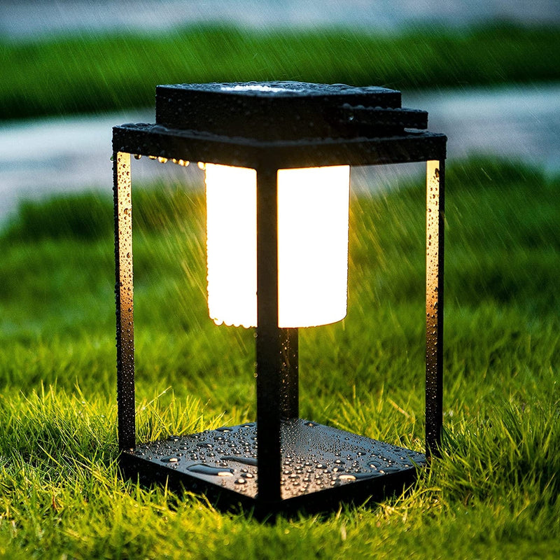 BRIMMEL Solar Outdoor Lantern Aluminum LED Portable Rechargeable Solar Table Lamp 35W 3000K Outdoor Nightstand Lamp IP44 Waterproof Cordless Touch Control USB Solar 2 in 1 Hand Light for Patio, Black Home & Garden > Lighting > Lamps BRIMMEL USB Charging  