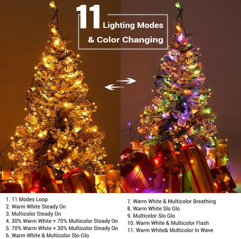Brizlabs Christmas Lights, 180Ft 500 LED Color Changing Christmas Lights with Remote Timer, 11 Modes Warm White & Multicolor LED String Lights, Dimmable Decorative Xmas Lights for Indoor Outdoor Tree Home & Garden > Lighting > Light Ropes & Strings BrizLabs   