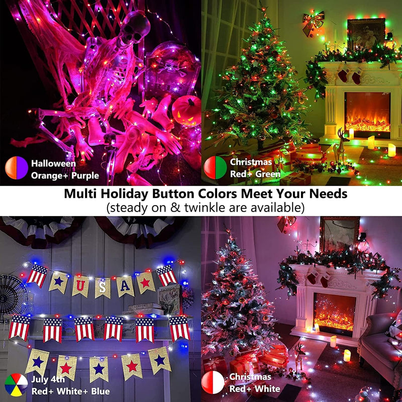 Brizlabs USB Color Changing Christmas Fairy String Lights, 33Ft 100 LED Multi Colored Christmas Tree Twinkle Lights with Remote, USB Powered Indoor RGB Rainbow Xmas Fairy Light for Halloween Christmas Home & Garden > Lighting > Light Ropes & Strings BrizLabs   
