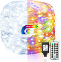 Brizlabs USB Color Changing Christmas Fairy String Lights, 33Ft 100 LED Multi Colored Christmas Tree Twinkle Lights with Remote, USB Powered Indoor RGB Rainbow Xmas Fairy Light for Halloween Christmas Home & Garden > Lighting > Light Ropes & Strings BrizLabs 800 LED Cool White & Multicolor  