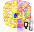 Brizlabs USB Color Changing Christmas Fairy String Lights, 33Ft 100 LED Multi Colored Christmas Tree Twinkle Lights with Remote, USB Powered Indoor RGB Rainbow Xmas Fairy Light for Halloween Christmas Home & Garden > Lighting > Light Ropes & Strings BrizLabs 800 LED Warm White & Multicolor  