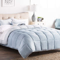 BROOKSIDE Striped Chambray Comforter Set - Includes 2 Pillow Shams - Reversible - down Alternative - Hypoallergenic - All Season - Box Stitched Design - Queen - Coastal Gray Home & Garden > Linens & Bedding > Bedding > Quilts & Comforters Brookside Calm Sea Queen 
