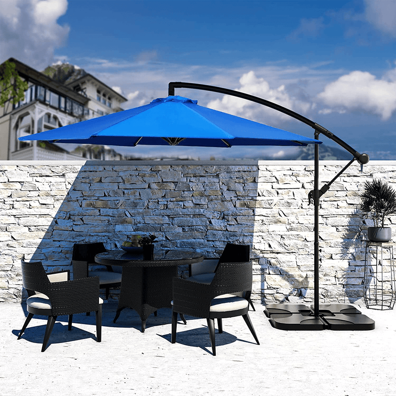 Bumblr Offset Umbrella 10ft Cantilever Hanging Patio Umbrella Large Outdoor Market Umbrellas with Crank & Cross Base UV Protected Sun Shade for Garden Lawn Deck Backyard Pool, Beige
