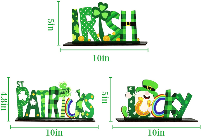 Bunny Chorus 3 Pcs St. Patrick'S Day Decorations Lucky Wooden Table Sign, Irish Themed Gnome Tabletop Centerpiece Signs Shamrock Gold Coins Ornaments for Gift, Desk, Home, Party Supplies Décor Arts & Entertainment > Party & Celebration > Party Supplies Bunny Chorus   